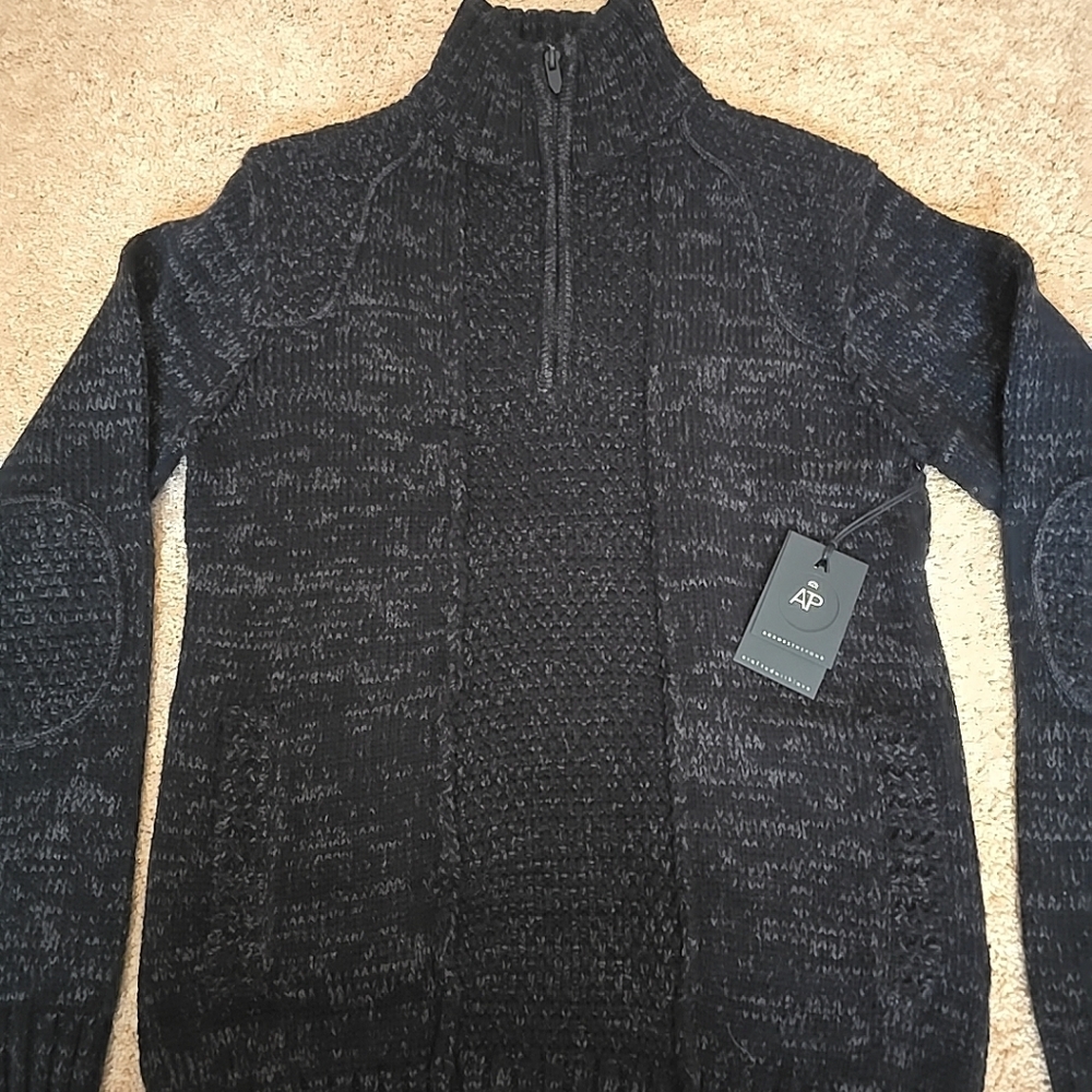 Across The Pond Men’s NWT Sz Small Quarter Zip Sweater Black/gray MRSP 79.00
